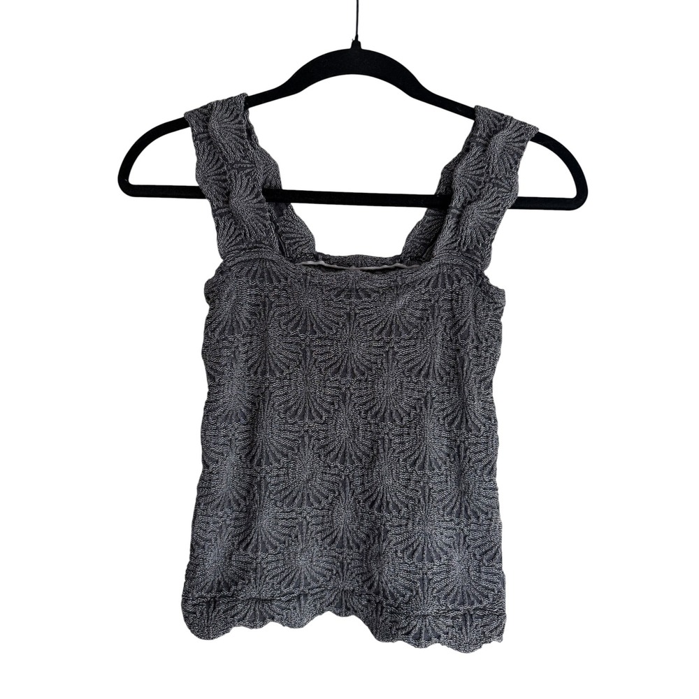Intimately Free People Grey Textured Sunburst Crinkle Tank Top M/L